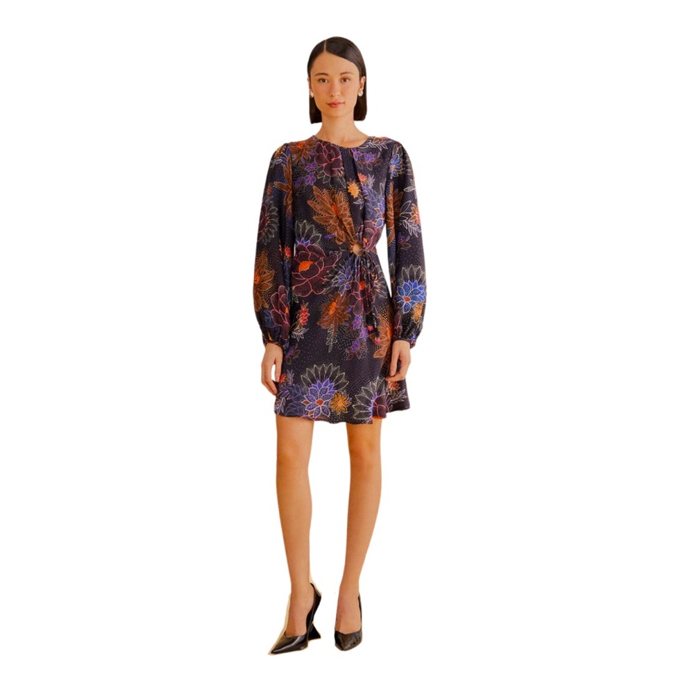 NWT’s 🏷️ FARM RIO Black Sparkle Flowers Mini Dress 🌸🌸🦜